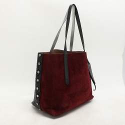 Jimmy Choo Burgundy Leather and Suede Twist Tote