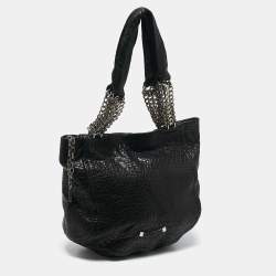 Jimmy Choo Black Pebbled Leather Large Nica Tote