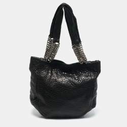 Jimmy Choo Black Pebbled Leather Large Nica Tote