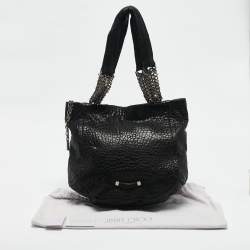 Jimmy Choo Black Pebbled Leather Large Nica Tote
