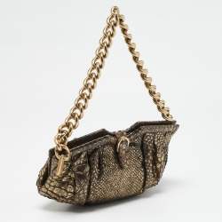 Jimmy Choo Gold Python Chain Frame Clutch