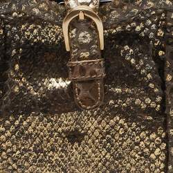 Jimmy Choo Gold Python Chain Frame Clutch