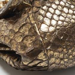 Jimmy Choo Gold Python Chain Frame Clutch