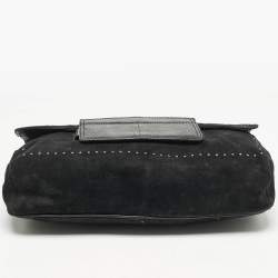 Pre Owned Jimmy Choo Black Suede and Snakeskin Studded Carolina Chain Shoulder Bag