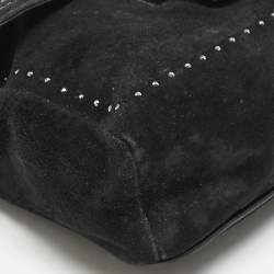 Pre Owned Jimmy Choo Black Suede and Snakeskin Studded Carolina Chain Shoulder Bag