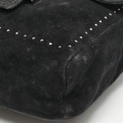 Pre Owned Jimmy Choo Black Suede and Snakeskin Studded Carolina Chain Shoulder Bag