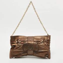 Jimmy Choo Bronze Leather Rio Chain Shoulder Bag