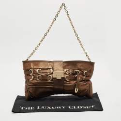 Jimmy Choo Bronze Leather Rio Chain Shoulder Bag