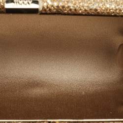 Jimmy Choo Gold Glitter Fabric Mini Tube Clutch