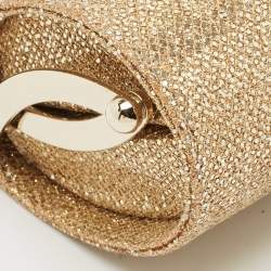 Jimmy Choo Gold Glitter Fabric Mini Tube Clutch
