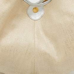 Jimmy Choo Metallic Beige/Silver Canvas and Leather Oracle Hobo