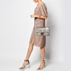 Jimmy Choo Beige Python Rebel Flap Shoulder Bag