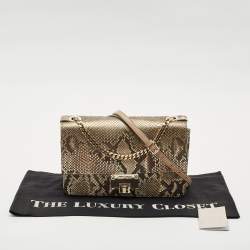 Jimmy Choo Beige Python Rebel Flap Shoulder Bag