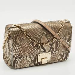 Jimmy Choo Beige Python Rebel Flap Shoulder Bag