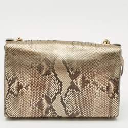 Jimmy Choo Beige Python Rebel Flap Shoulder Bag