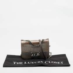 Jimmy Choo Silver Leather Mini Rebel Crossbody Bag