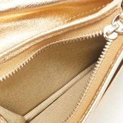 Jimmy Choo Gold Croc Embossed Leather Hanne Card Case