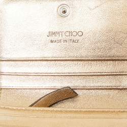Jimmy Choo Gold Croc Embossed Leather Hanne Card Case