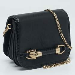 Jimmy Choo Black Leather and Snakeskin Zadie Crossbody Bag