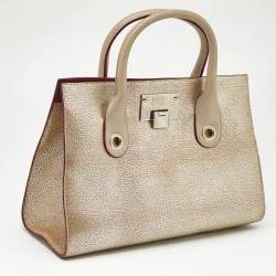 Jimmy Choo Gold/Beige Leather Medium Riley Tote