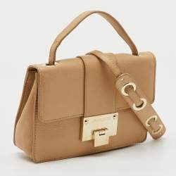 Pre Owned Jimmy Choo Beige Leather Rebel Flap Top Handle Bag