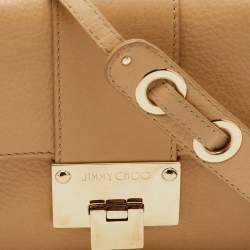 Pre Owned Jimmy Choo Beige Leather Rebel Flap Top Handle Bag