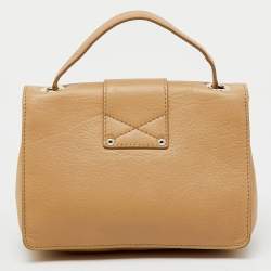 Pre Owned Jimmy Choo Beige Leather Rebel Flap Top Handle Bag