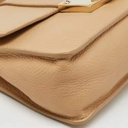 Pre Owned Jimmy Choo Beige Leather Rebel Flap Top Handle Bag