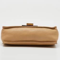 Pre Owned Jimmy Choo Beige Leather Rebel Flap Top Handle Bag