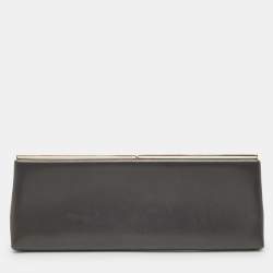 Jimmy Choo Grey Leather Frame Clutch