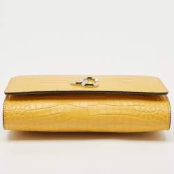 Jimmy Choo Yellow Croc Embossed Leather Varenne Chain Clutch