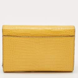 Jimmy Choo Yellow Croc Embossed Leather Varenne Chain Clutch