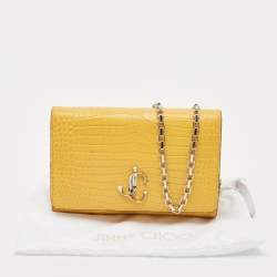 Jimmy Choo Yellow Croc Embossed Leather Varenne Chain Clutch