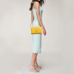 Jimmy Choo Yellow Croc Embossed Leather Varenne Chain Clutch