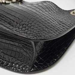 Jimmy Choo Black Croc Embossed Leather Varenne Hobo