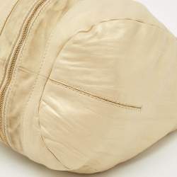 Pre Owned Jimmy Choo Beige/Gold Leather and Suede Mandah Expandable Hobo