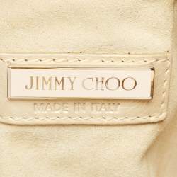 Pre Owned Jimmy Choo Beige/Gold Leather and Suede Mandah Expandable Hobo