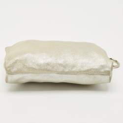 Pre Owned Jimmy Choo Silver Shimmer Suede Callie Clutch Bag