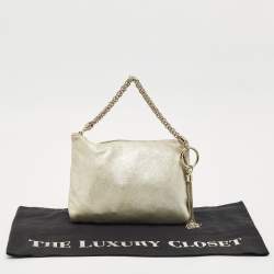 Pre Owned Jimmy Choo Silver Shimmer Suede Callie Clutch Bag