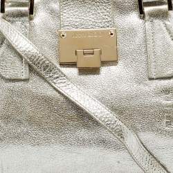 Pre Owned Jimmy Choo Silver Foil Leather Rosa Satchel
