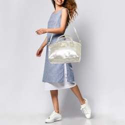 Pre Owned Jimmy Choo Silver Foil Leather Rosa Satchel