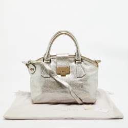 Pre Owned Jimmy Choo Silver Foil Leather Rosa Satchel