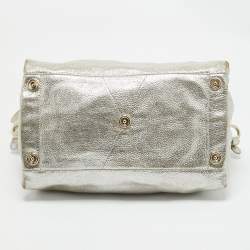 Pre Owned Jimmy Choo Silver Foil Leather Rosa Satchel