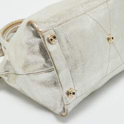 Pre Owned Jimmy Choo Silver Foil Leather Rosa Satchel