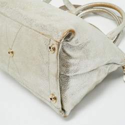 Pre Owned Jimmy Choo Silver Foil Leather Rosa Satchel