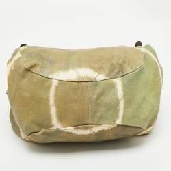 Pre Owned Jimmy Choo Green/Beige Snakeskin Tie-Dye Ramona Hobo