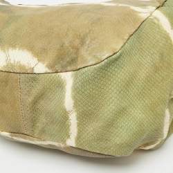 Pre Owned Jimmy Choo Green/Beige Snakeskin Tie-Dye Ramona Hobo