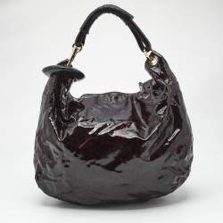 Jimmy Choo Red/Black Leopard Print Patent Leather Large Sky Bangle Hobo