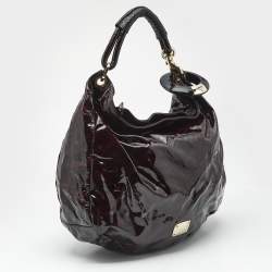 Jimmy Choo Red/Black Leopard Print Patent Leather Large Sky Bangle Hobo