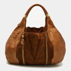 Pre Owned Jimmy Choo Brown Leather and Suede Mandah Expandable Hobo